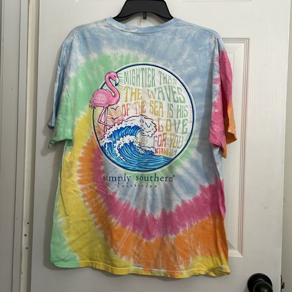 Women's tie dye SIMPLY SOUTHERN "Mightier than the waves..." t-shirt. Size XL - Picture 4 of 5